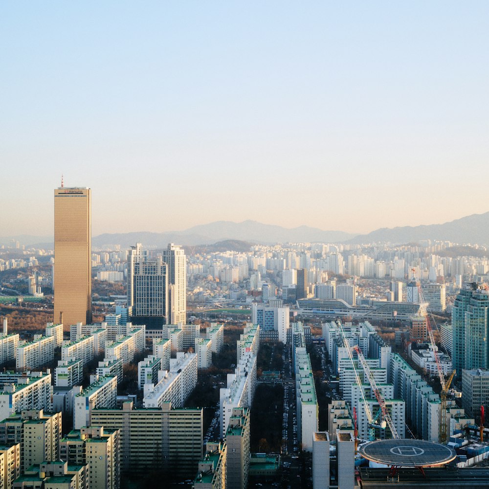 a view of a city from a tall building