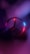 A metallic logo with a circular shape and three-pointed star inside is highlighted against a backdrop featuring gradients of deep blue, purple, and pink. The star and circle are illuminated with neon hues, creating a futuristic and sleek appearance. A starry sky adds depth to the background.