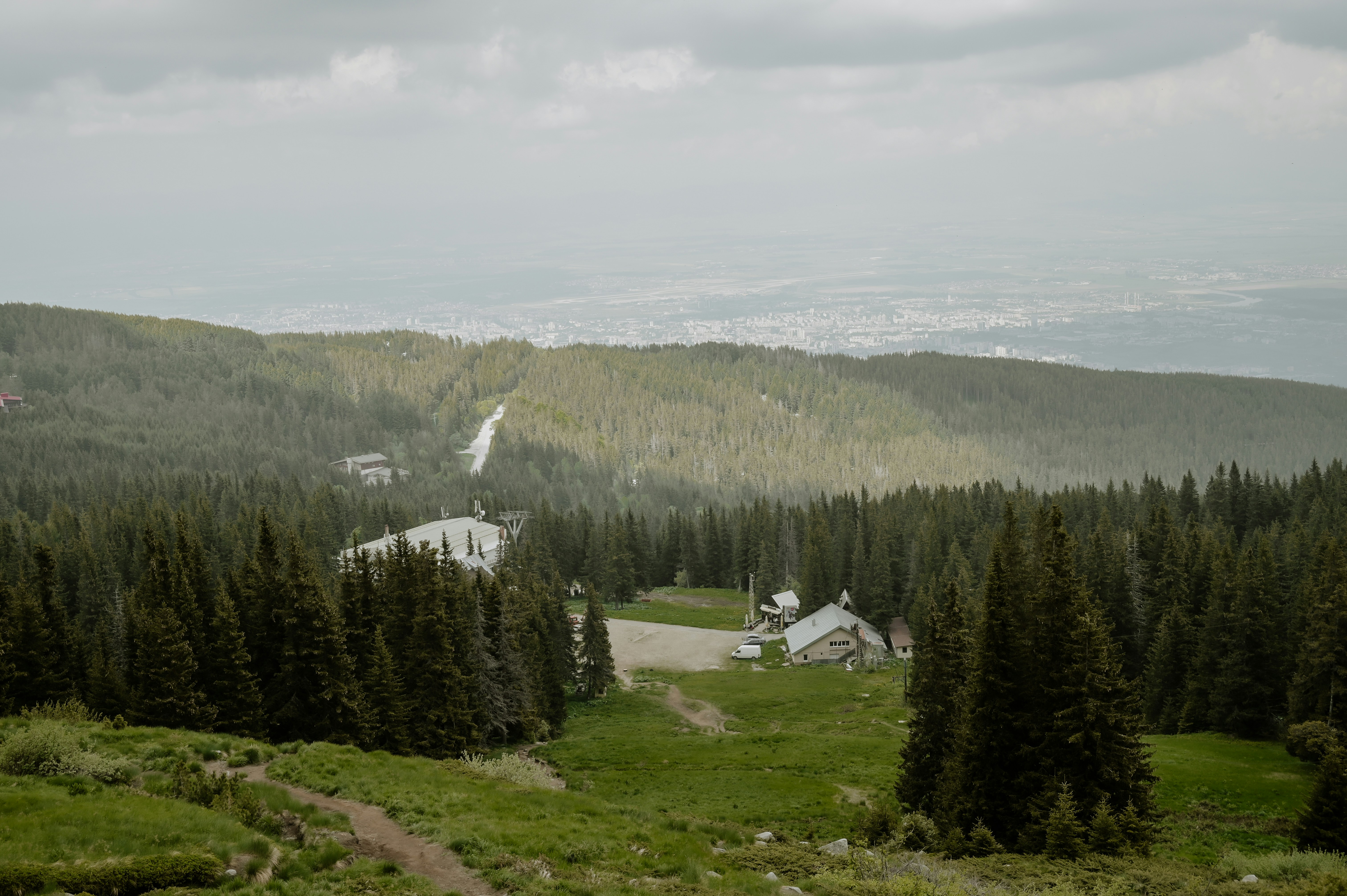 a house on a hill surrounded by trees