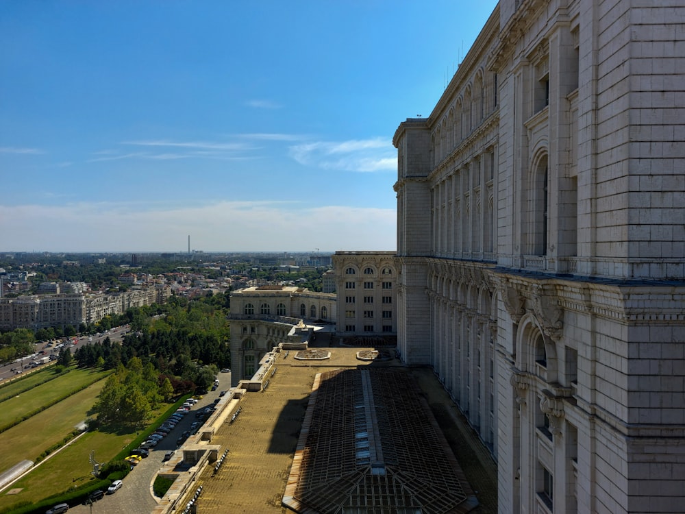 a view of a city from the top of a building