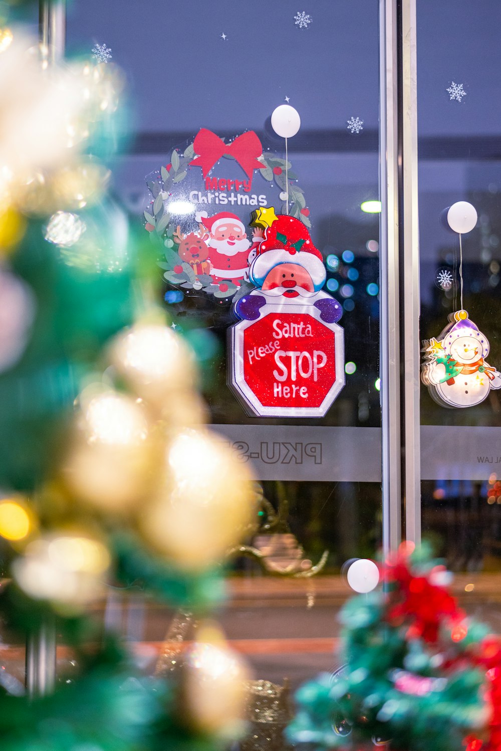 a stop sign is displayed in a window