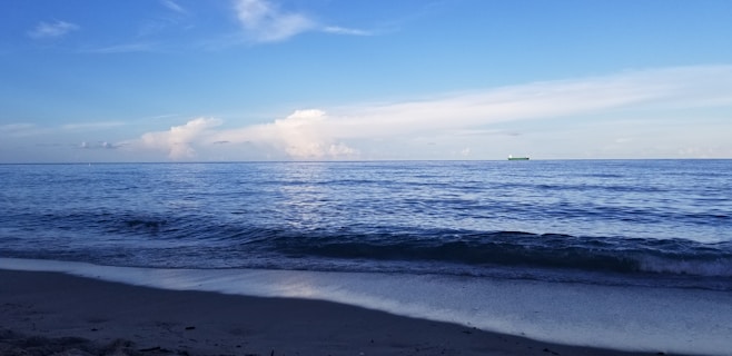 a view of a body of water from a beach