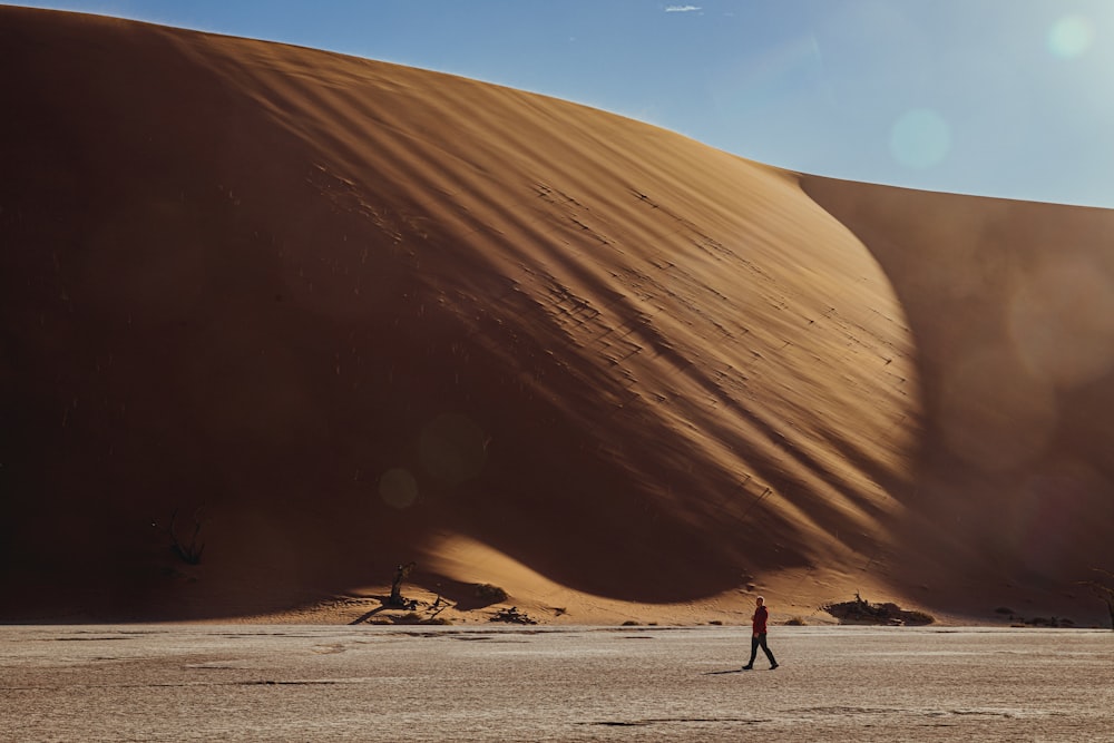 uma pessoa de pé no meio de um deserto