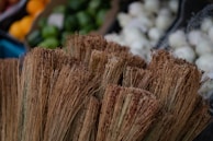 a close up of a bunch of brooms
