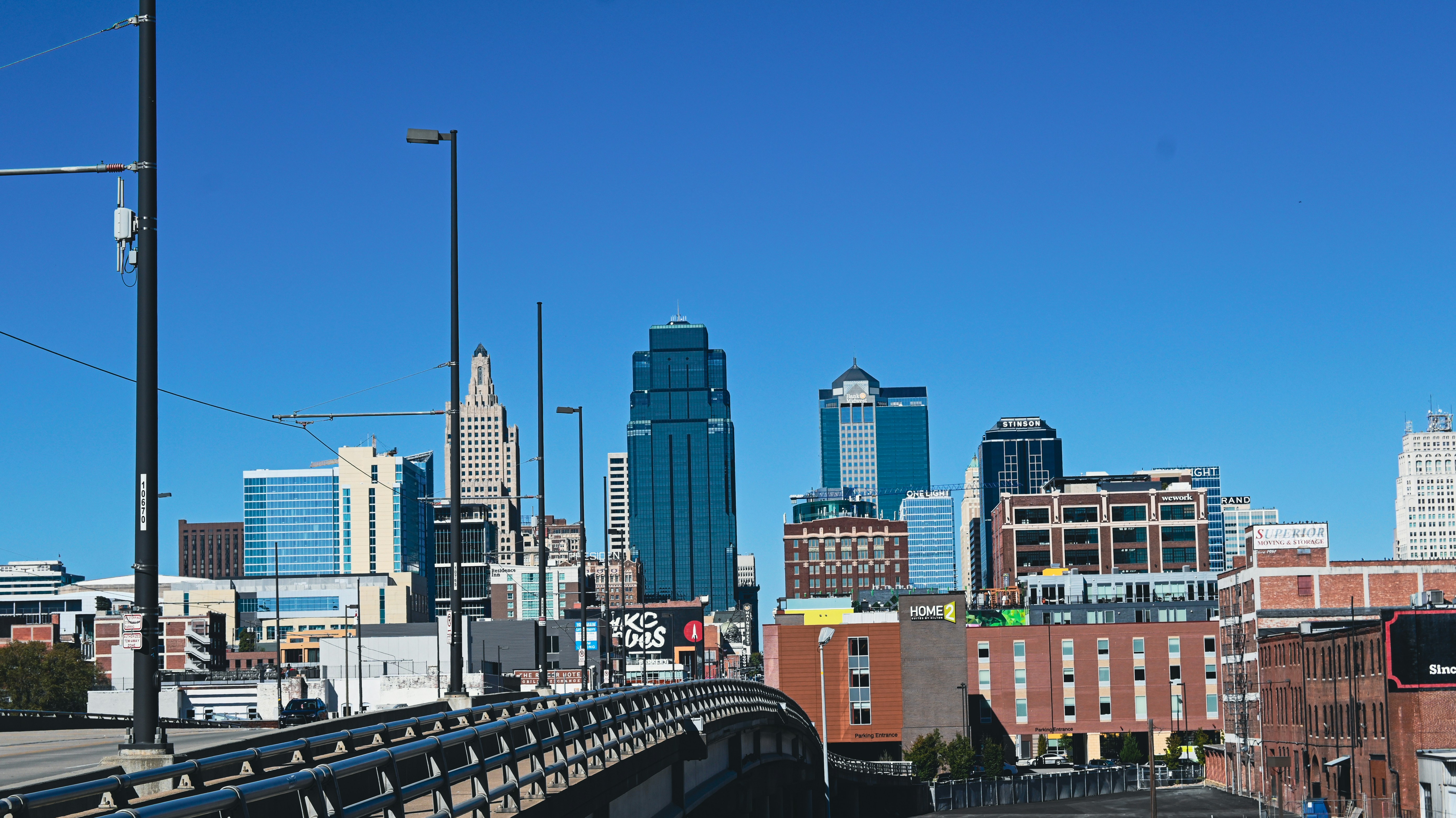 a view of a city from a bridge