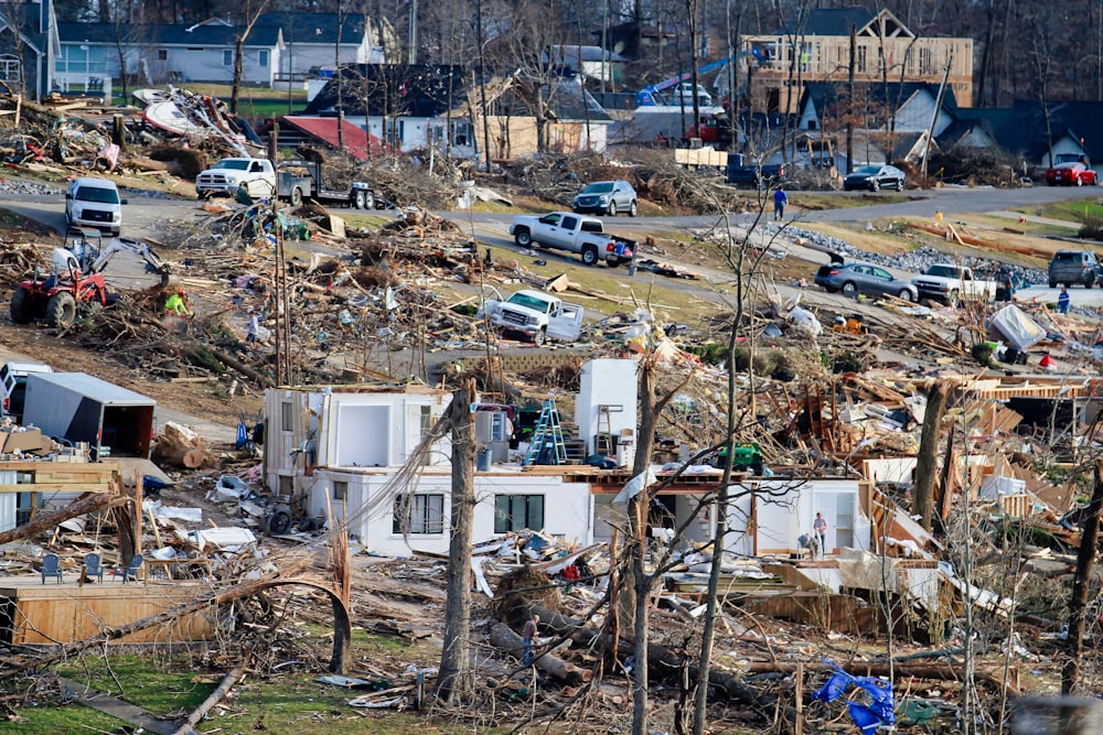 a bunch of houses that have been destroyed