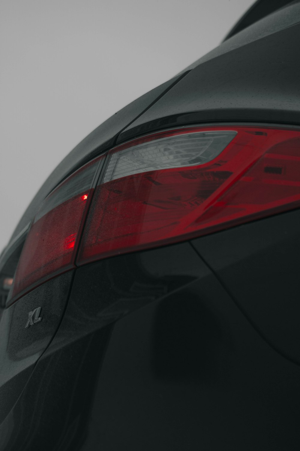 a close up of a car tail light