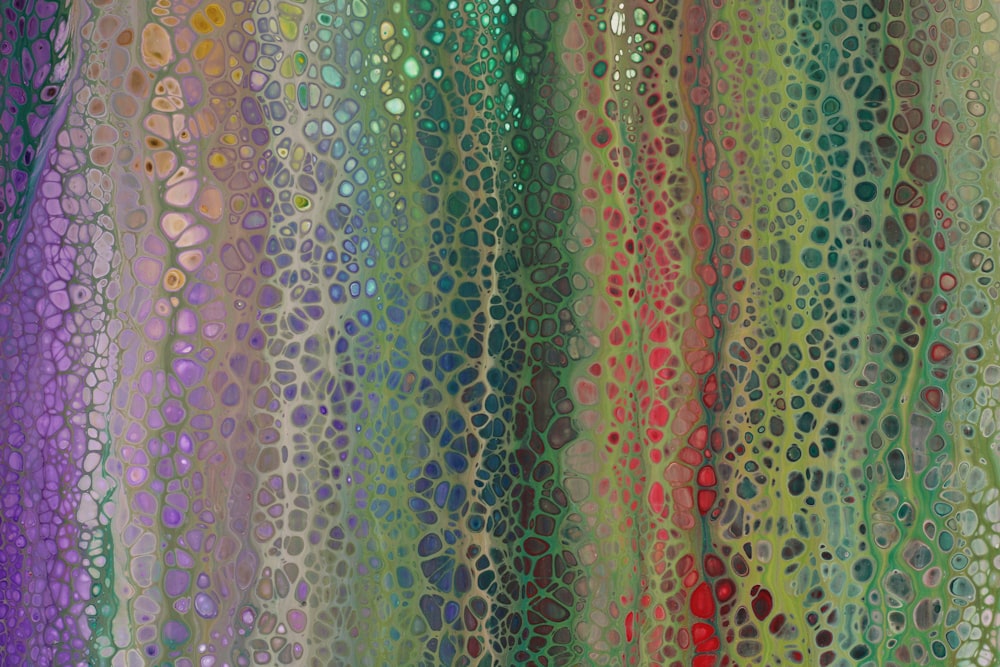 a close up of a curtain with many different colors