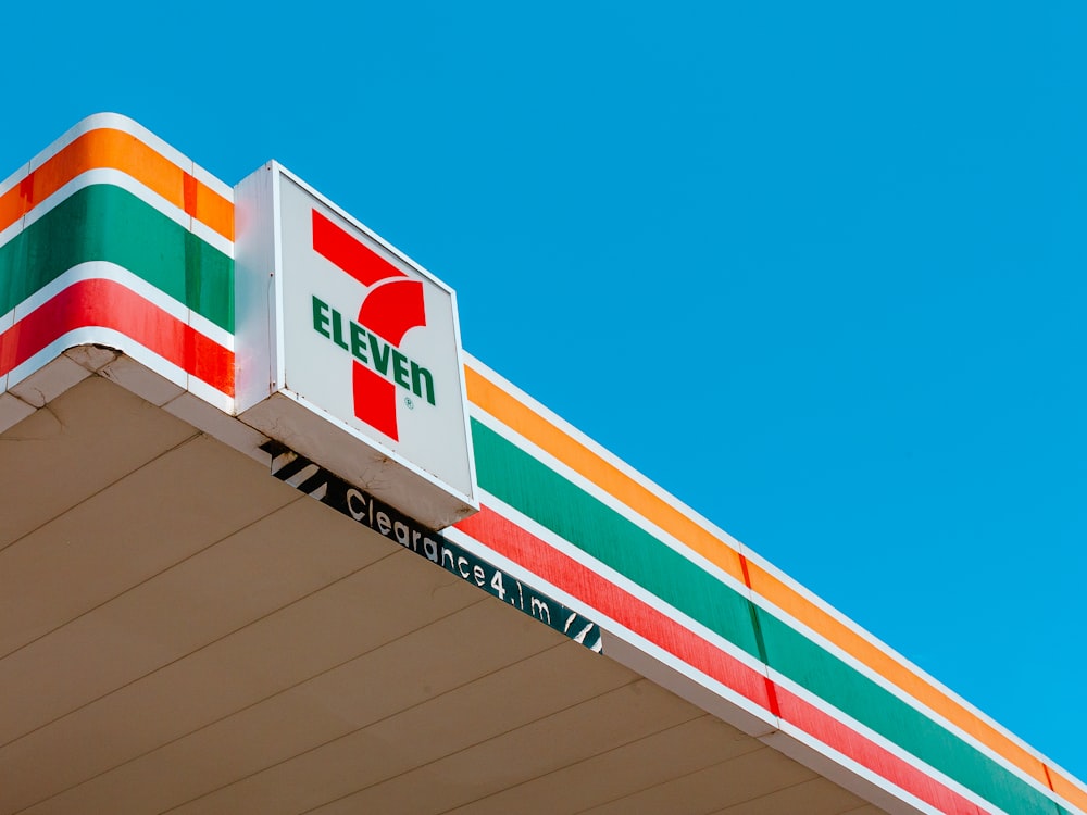 a gas station sign on top of a building