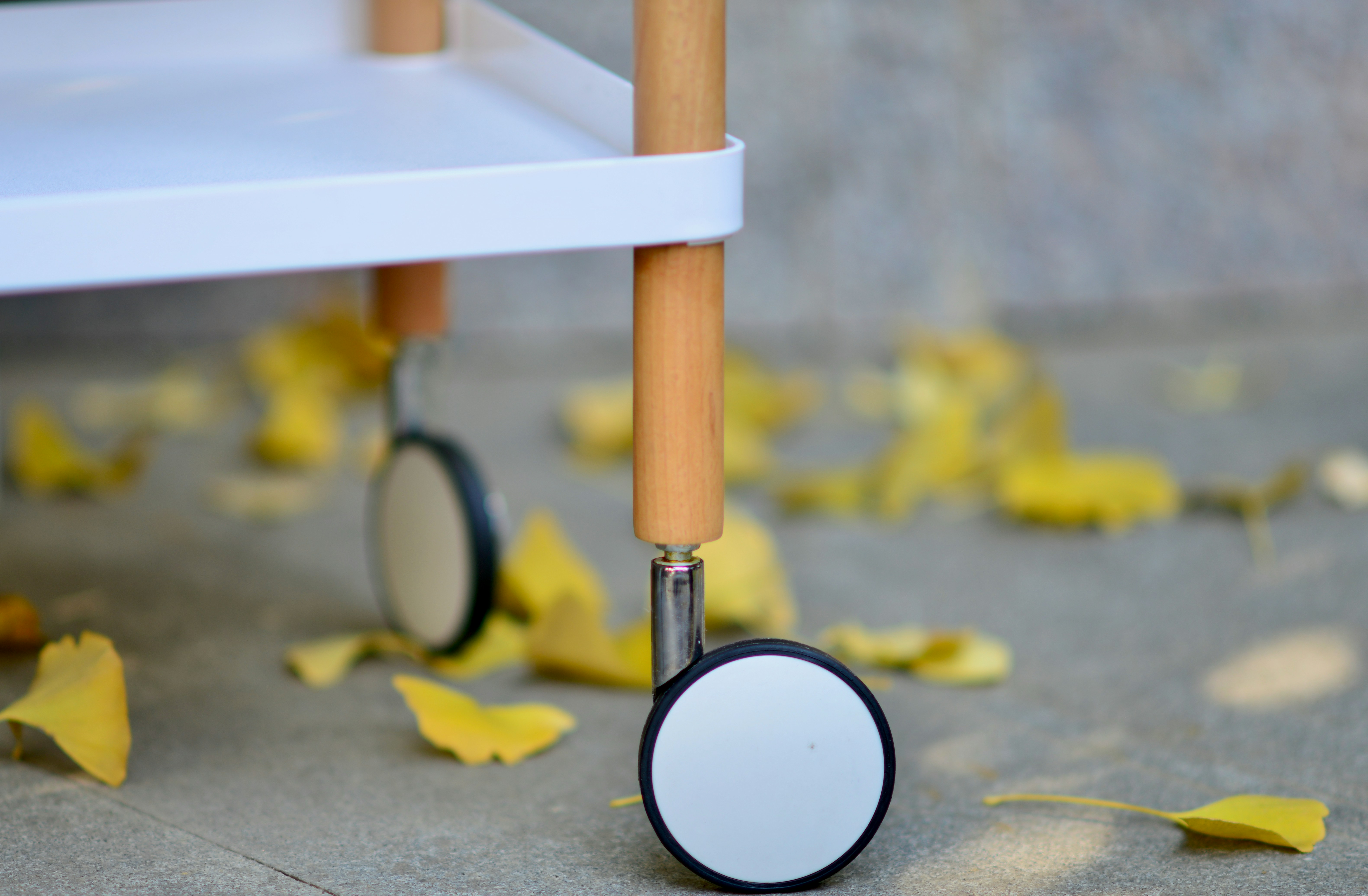 a close up of a pair of black and white wheels