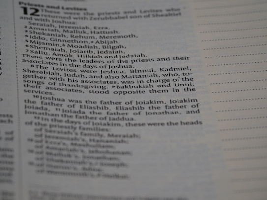 A close-up photograph of a page from a book, showing text that lists names and their roles in a religious or historical context. The page includes formatting with lines to the right side.