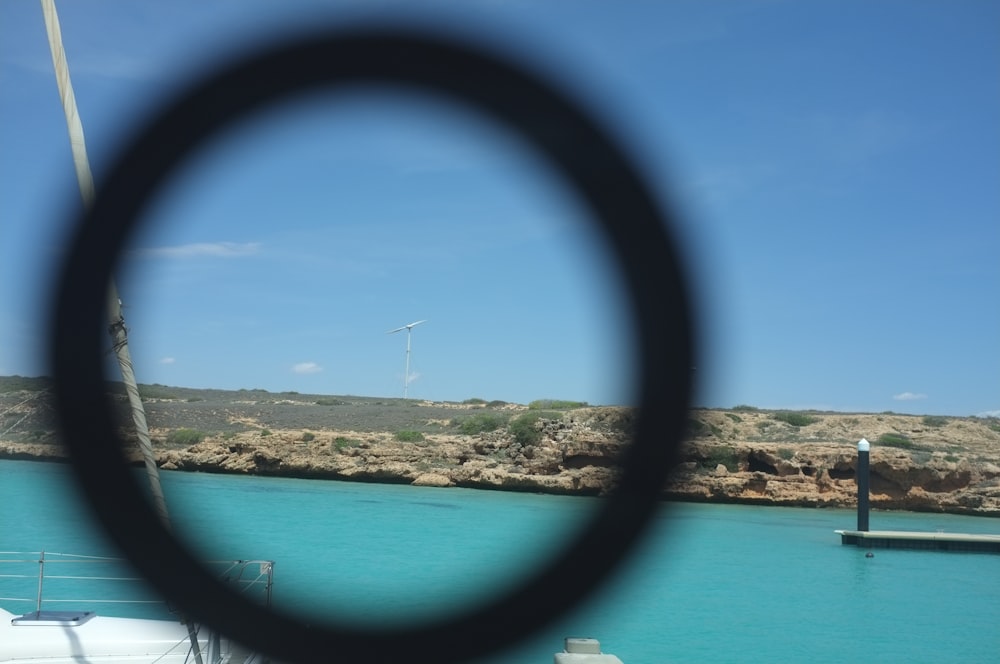 a view of a body of water through a magnifying glass