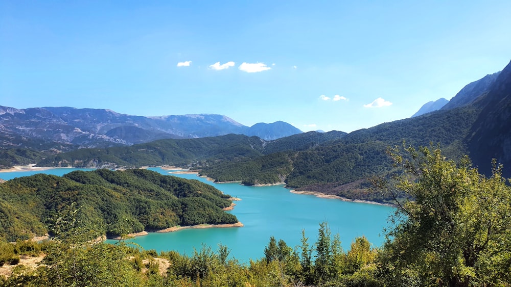 a large body of water surrounded by mountains