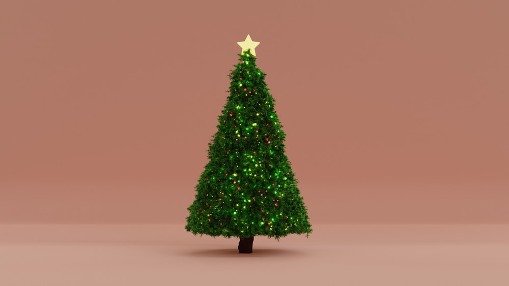 a small green christmas tree with a star on top