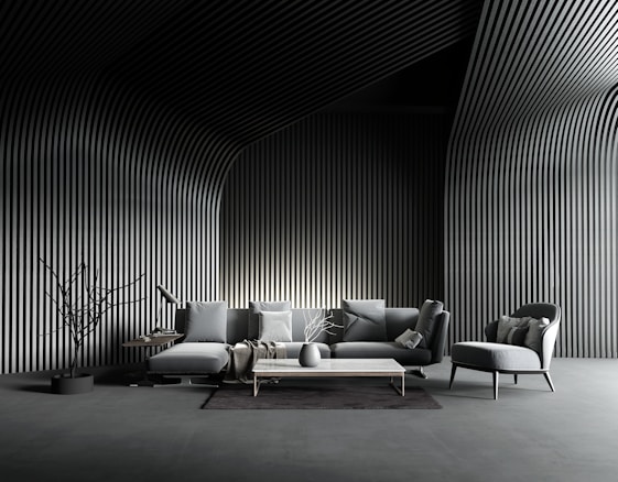 a black and white photo of a living room