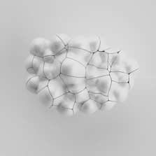 a bunch of white balls that are in the air