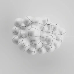 a bunch of white balls that are in the air