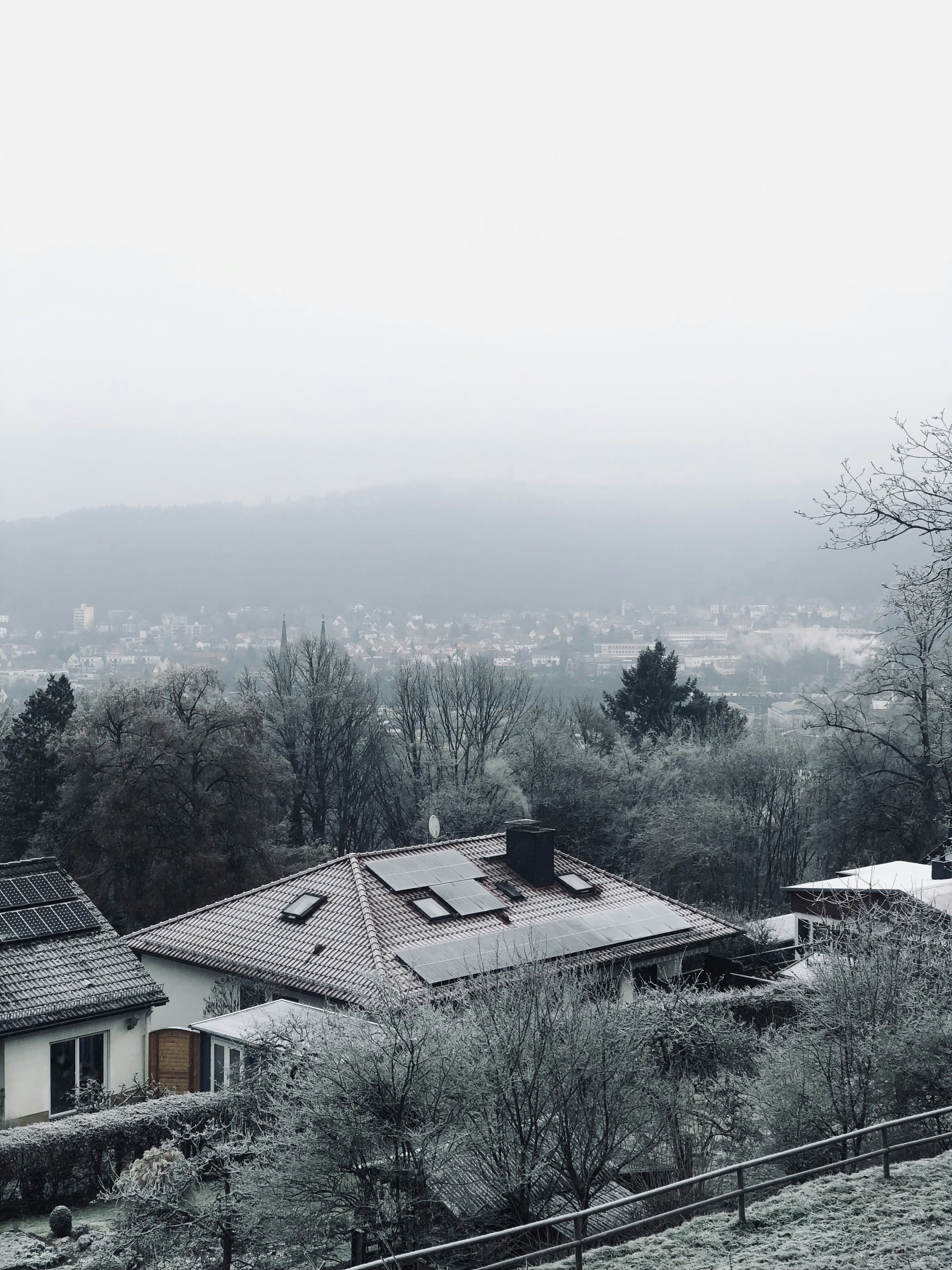a train on a train track with trees in the background