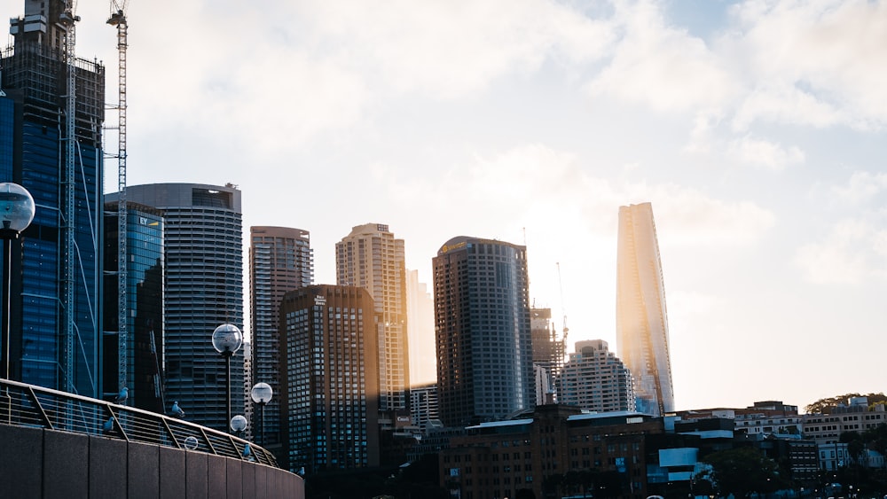 a view of a city with tall buildings