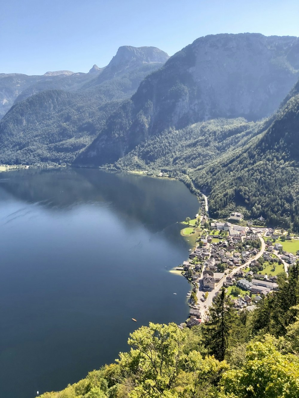 a large body of water surrounded by mountains