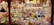 A festive market stall is filled with a variety of colorful toys and handcrafted items. Shelves and tables are crowded with wooden puzzles, decorative figures, heart-shaped ornaments, and stacking toys. Baskets on the lower sections contain more toys, and the overall scene is vibrant and lively.