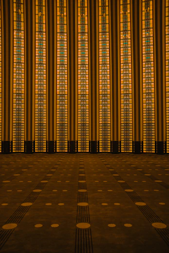 a large room with a lot of windows in it