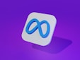 a white and blue square with a blue logo on it
