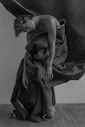 Artistic shot of high-end minimalist garments draped elegantly