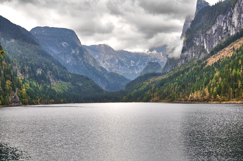 a large body of water surrounded by mountains