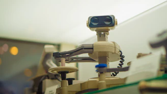 a close up of a video camera on a desk