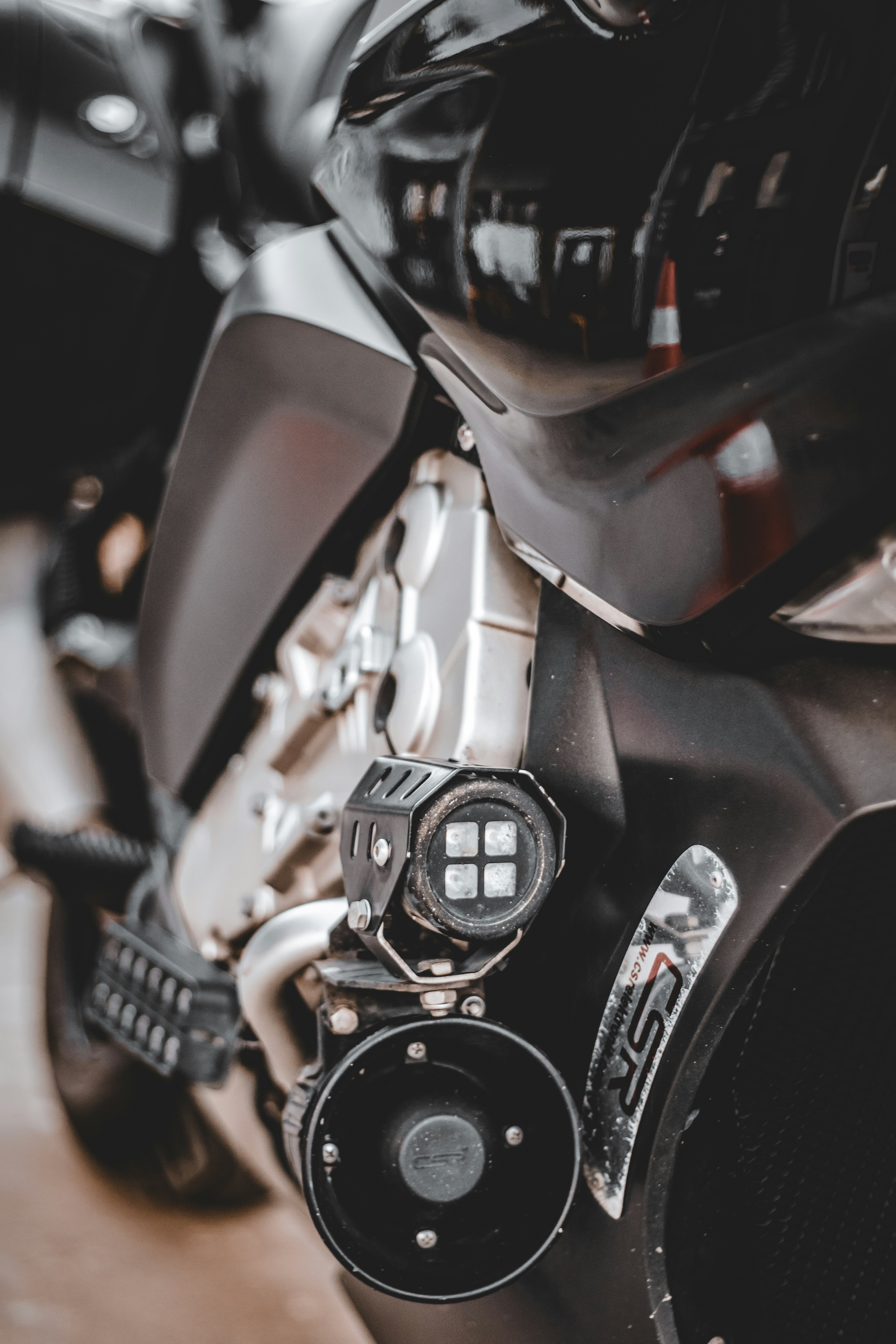 Close-up of a custom motorcycle suit