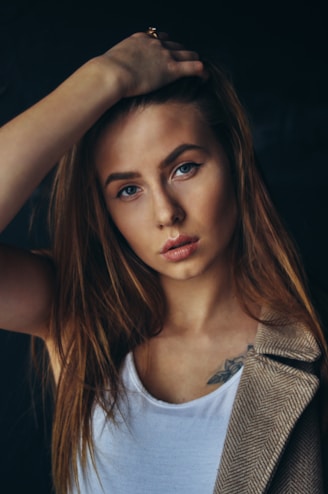 a woman looking at the camera