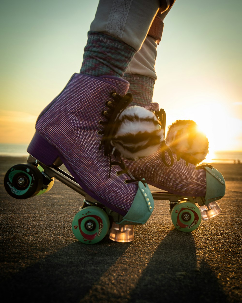 a person riding a skateboard down a street