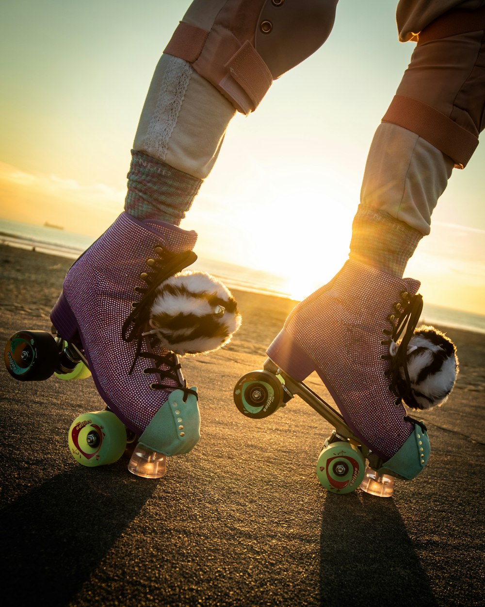 a person riding a skateboard down a street