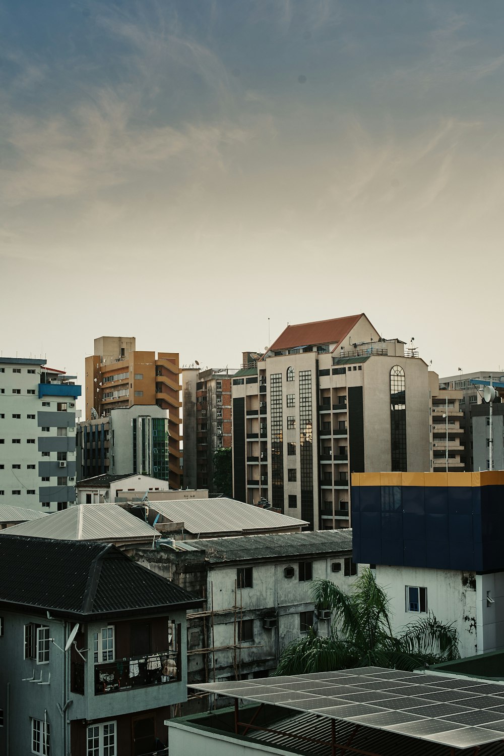 a view of a city with tall buildings