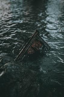a square object floating on top of a body of water