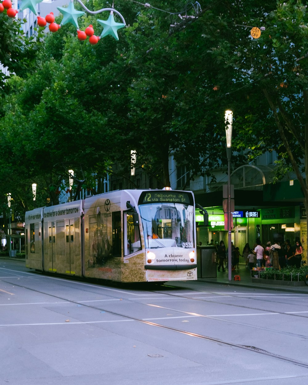 a public transit bus on a city street