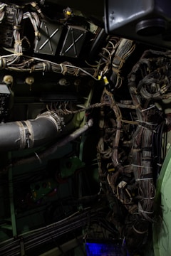 the inside of a large machine with wires and wires
