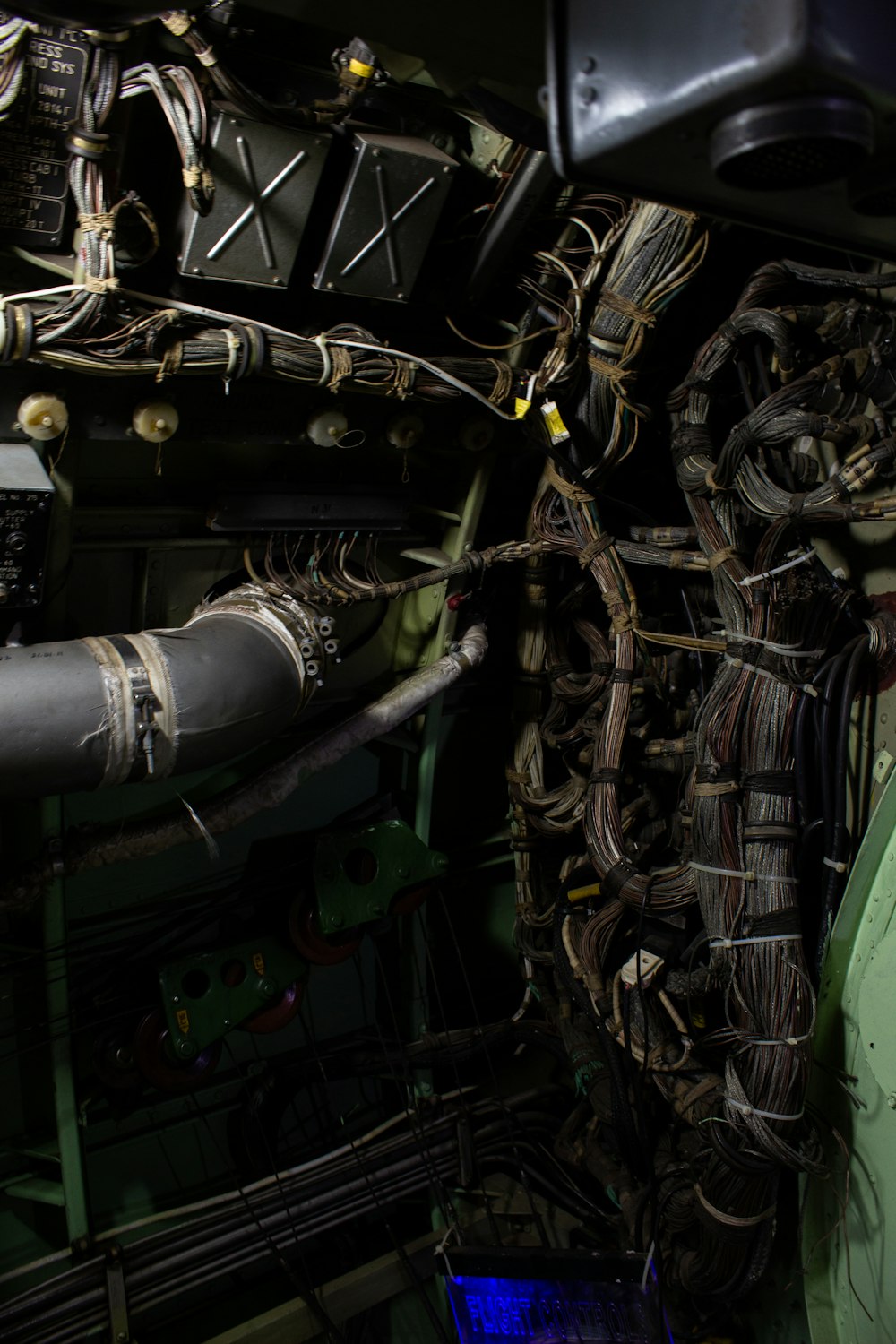 the inside of a large machine with wires and wires