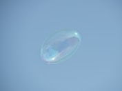 a soap bubble floating in the air on a clear day