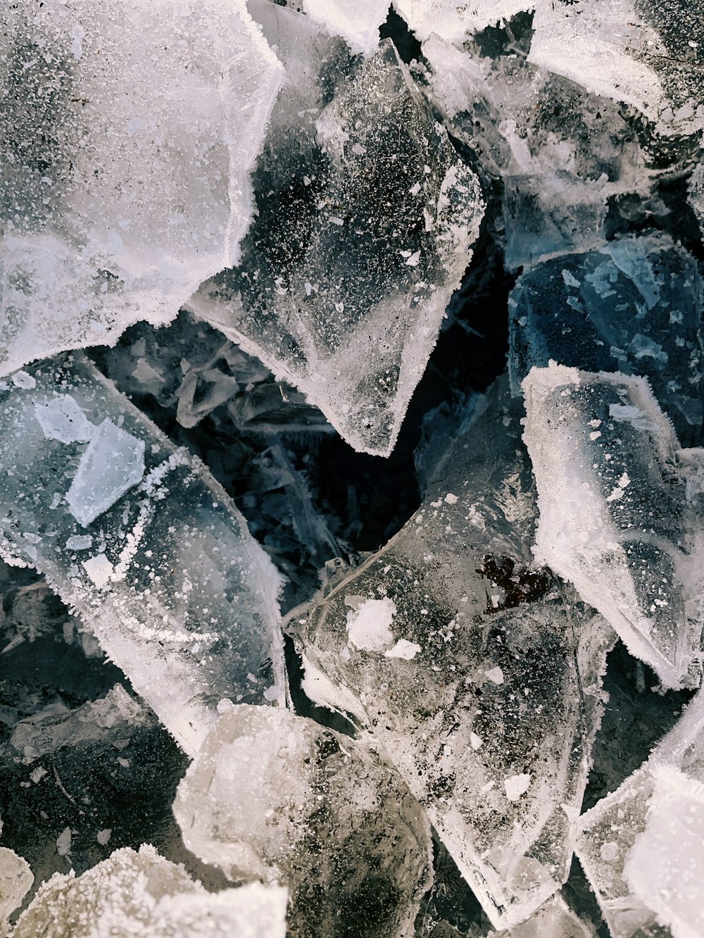 a bunch of ice that is laying on the ground