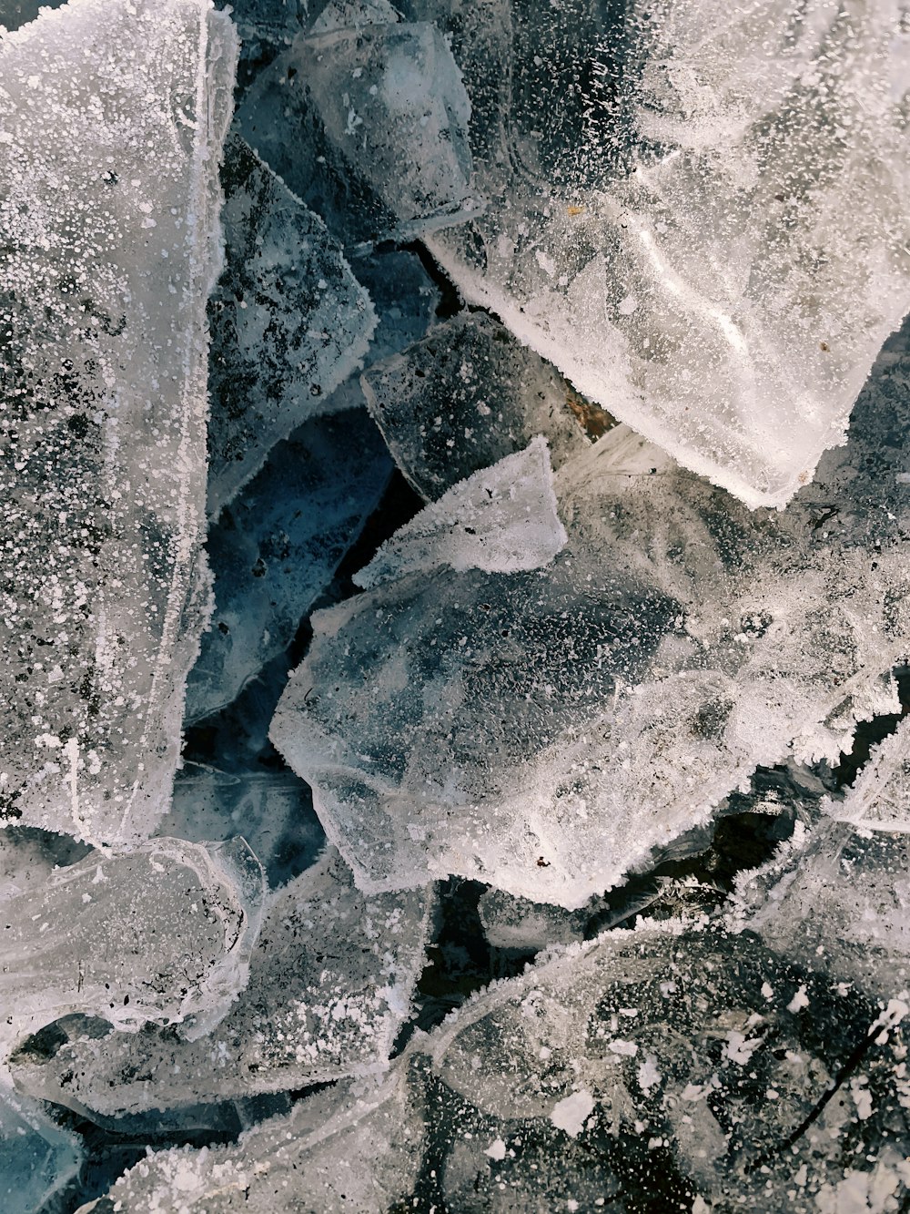 a close up of ice crystals on the ground