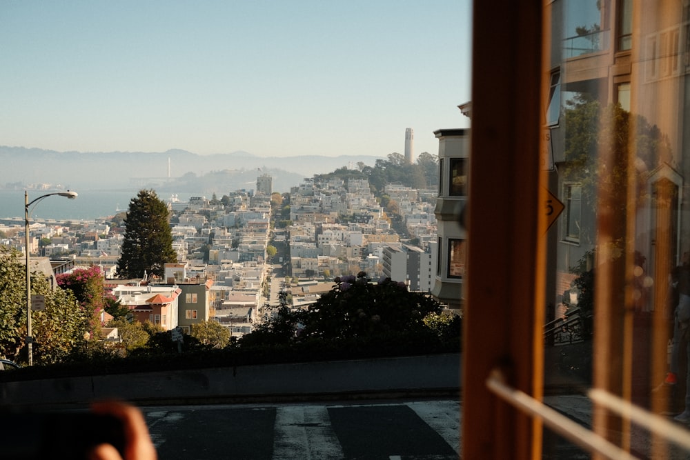 a view of a city from a window