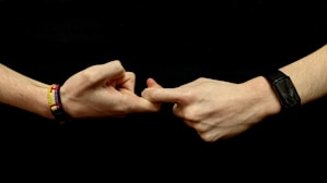 two hands holding making the friends sign in Sign language