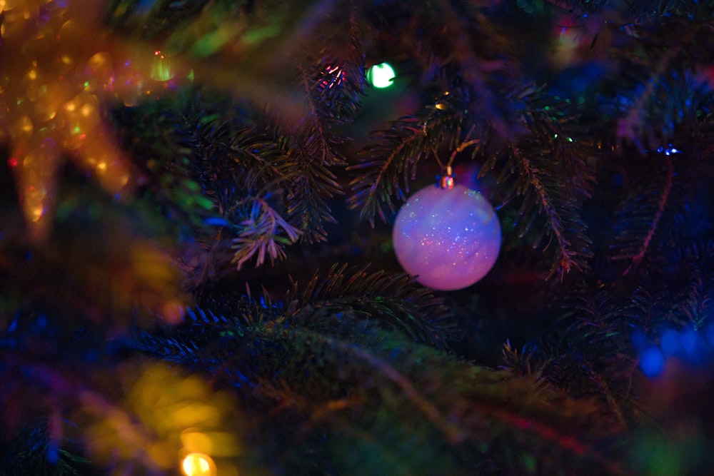 Gros plan d’un ornement de Noël sur un arbre