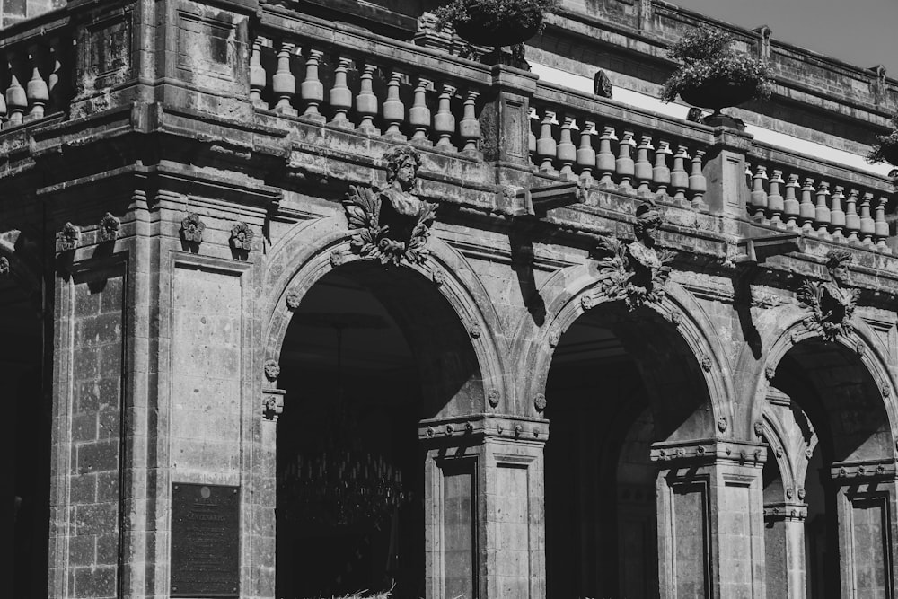 a black and white photo of an old building