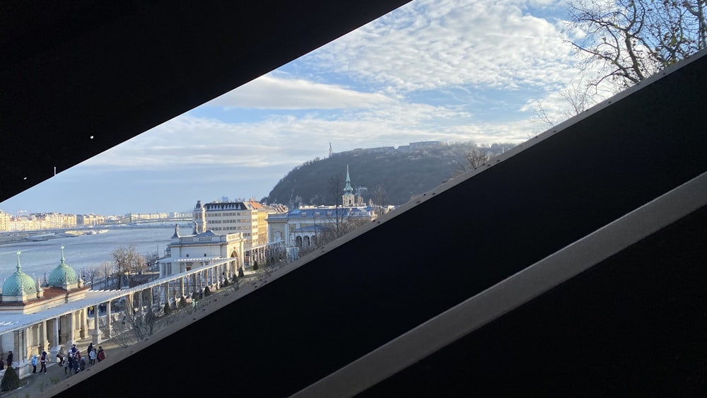 a view of a body of water from a window