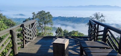 View from the deck overlooking the flowing Río Putagán surrounded by lush forest.