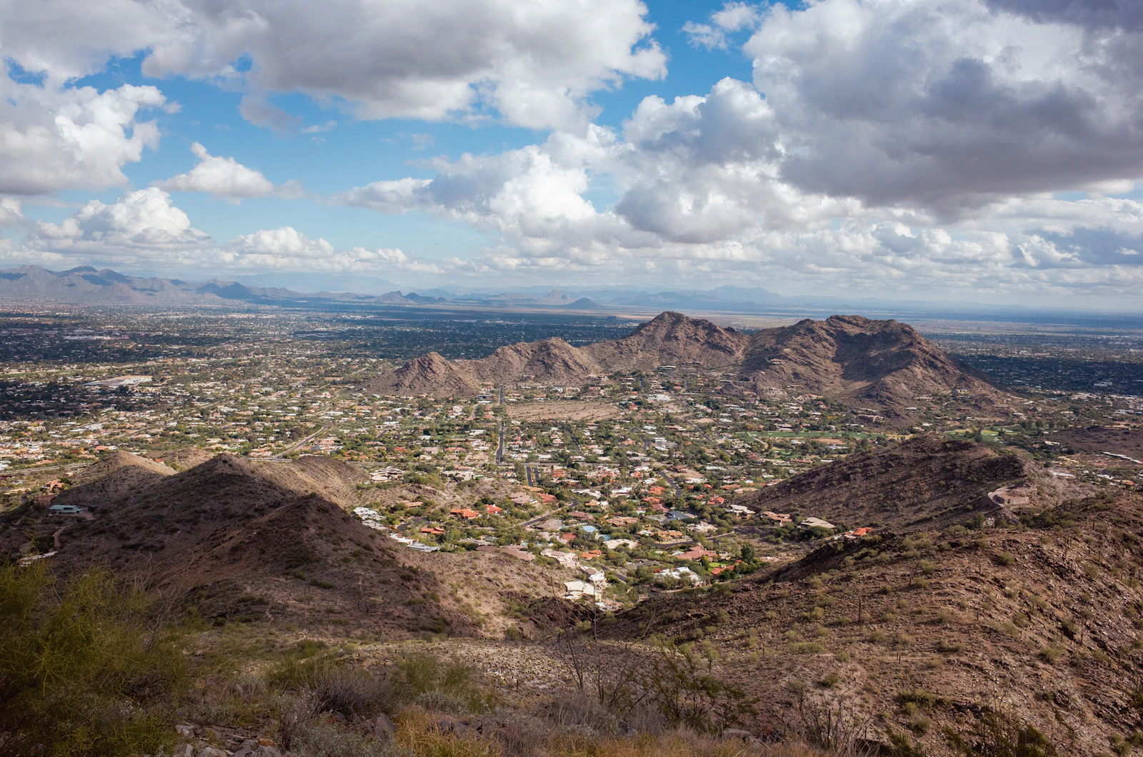 Aerial view of Scottsdale, Arizona and the surrounding desert landscape