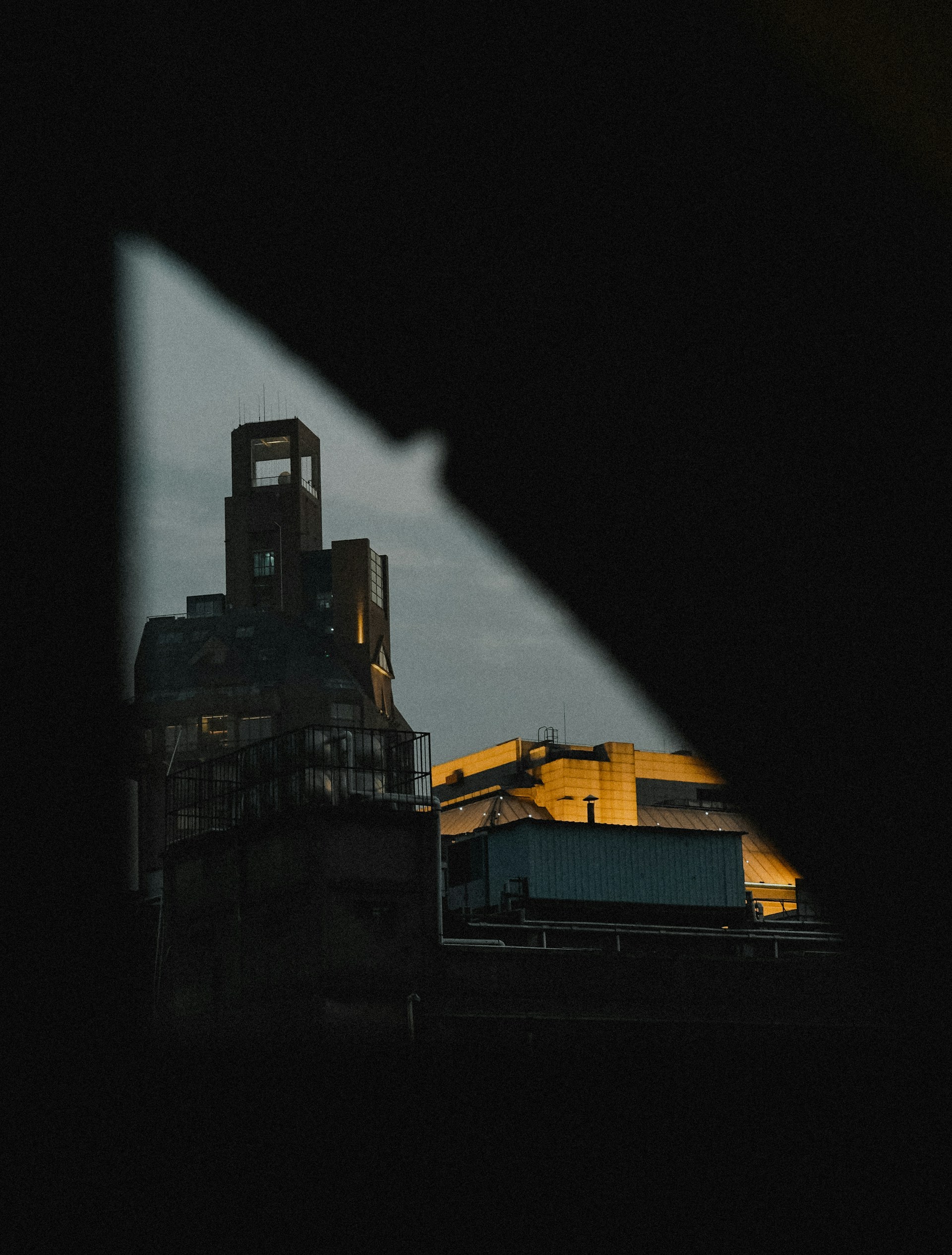 a view of a building through a window